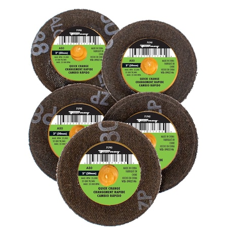 Forney Quick Change Sanding Disc, 80 Grit, 2 in 5-pack of Forney 71745 71602